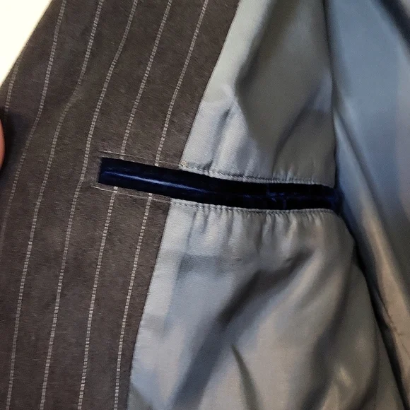 BOSS Hugo Boss Gray Pinstripe Velvet Slim Fit Dark Gray Light Gray Blazer 40R